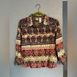 Emma James By Liz Claiborne | Floral Paisley | Button-up Collared Shirt | 12P